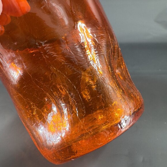 Blenko Dimpled Pinched Crackle Glass Red Drinking Glass Cup Hand Blown Vintage - Picture 5 of 12